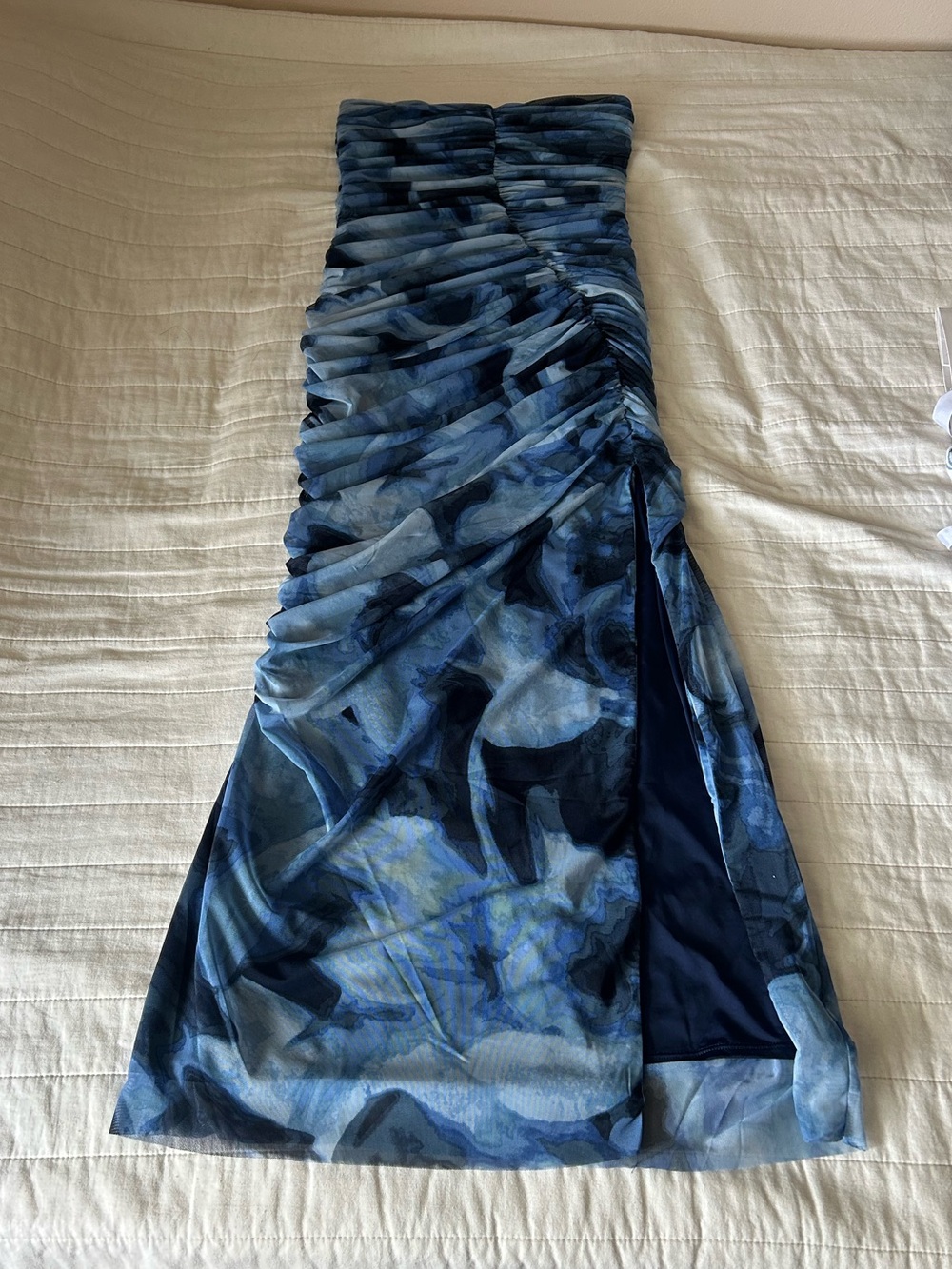 Strapless Ruched Mesh Dress - Picture 4 of 6